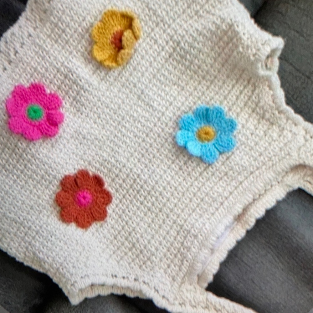 Adorable crochet vibrant floral design blouse